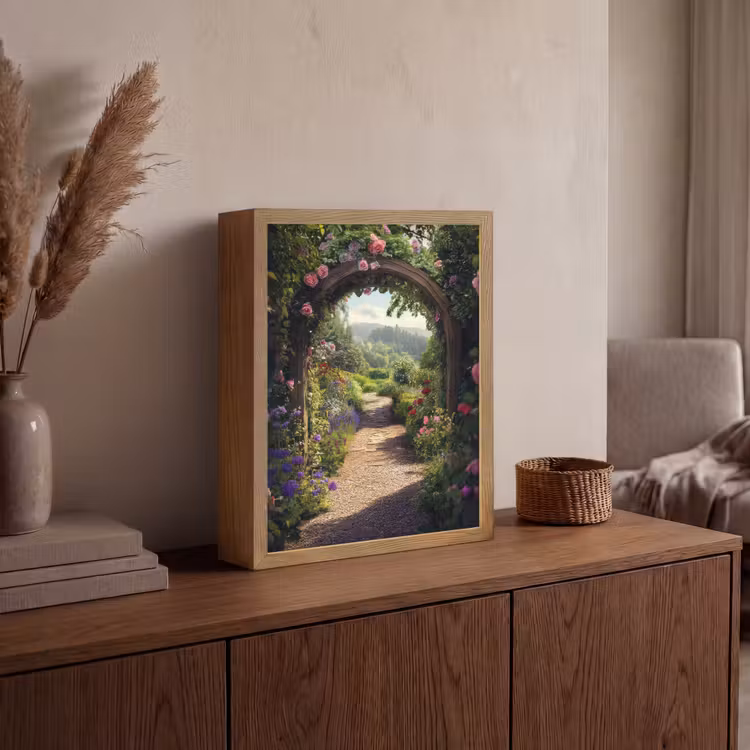 Lightbox - Wandlamp - Doorkijk - Landschap - Bloemen - Rozenboog - Natuur — 4
