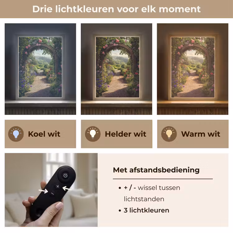 Lightbox - Wandlamp - Doorkijk - Landschap - Bloemen - Rozenboog - Natuur — 7