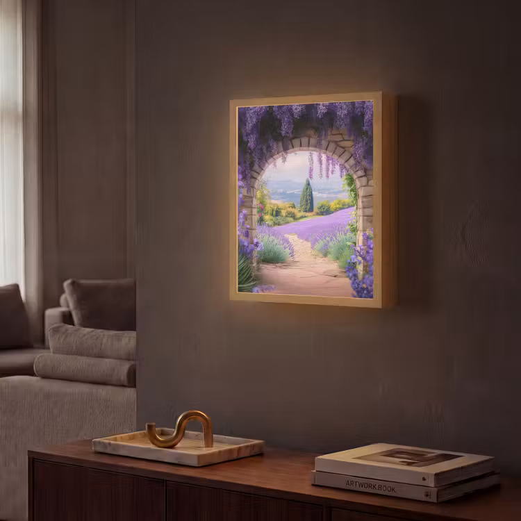 Lightbox - Wandlamp - Doorkijk - Lavendel - Bloemen - Paars - Poort — 2