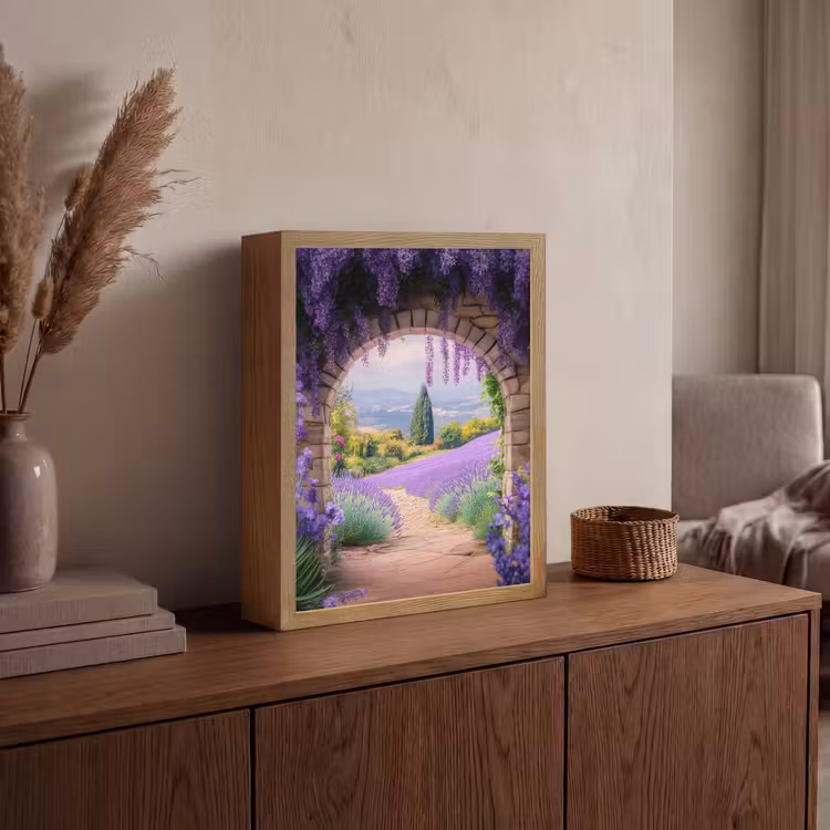 Lightbox - Wandlamp - Doorkijk - Lavendel - Bloemen - Paars - Poort — 4
