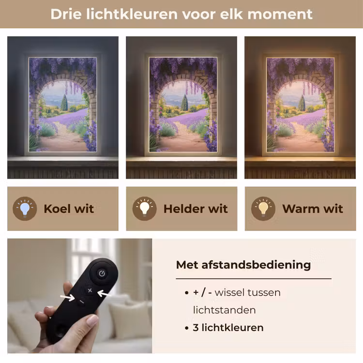 Lightbox - Wandlamp - Doorkijk - Lavendel - Bloemen - Paars - Poort — 7