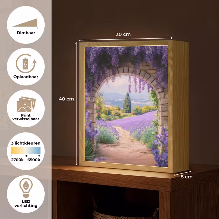 Lightbox - Wandlamp - Doorkijk - Lavendel - Bloemen - Paars - Poort — 9