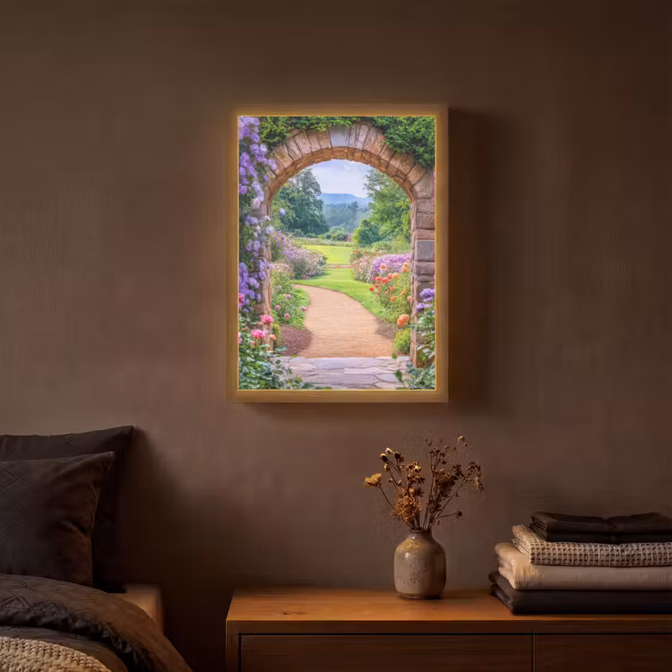 Lightbox - Wandlamp - Doorkijk - Poort - Bloemen - Tuin — 3
