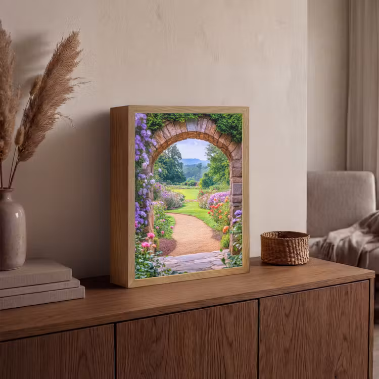 Lightbox - Wandlamp - Doorkijk - Poort - Bloemen - Tuin — 4