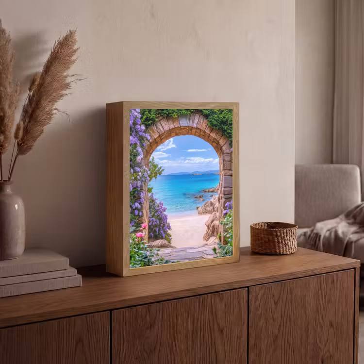 Lightbox - Wandlamp - Doorkijk - Poort - Zee - Strand - Rotsen — 4