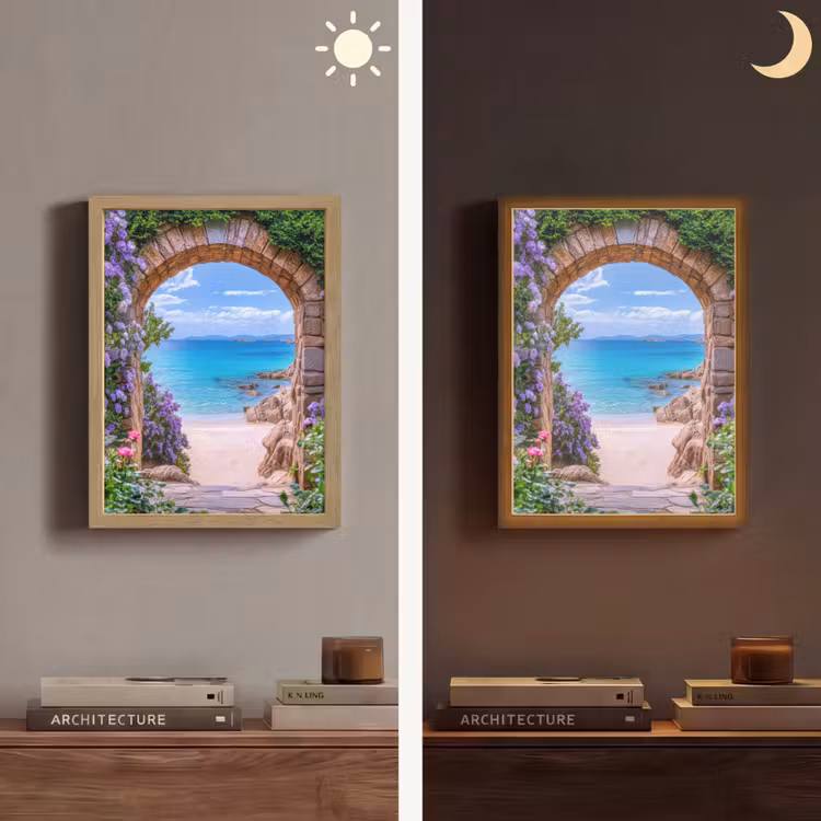 Lightbox - Wandlamp - Doorkijk - Poort - Zee - Strand - Rotsen — 5