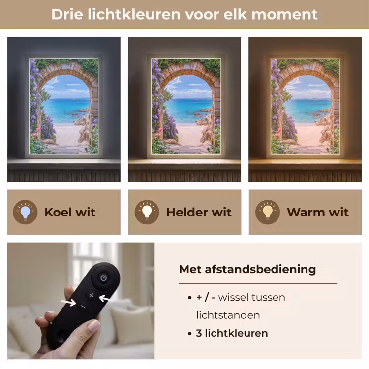Lightbox - Wandlamp - Doorkijk - Poort - Zee - Strand - Rotsen — 7