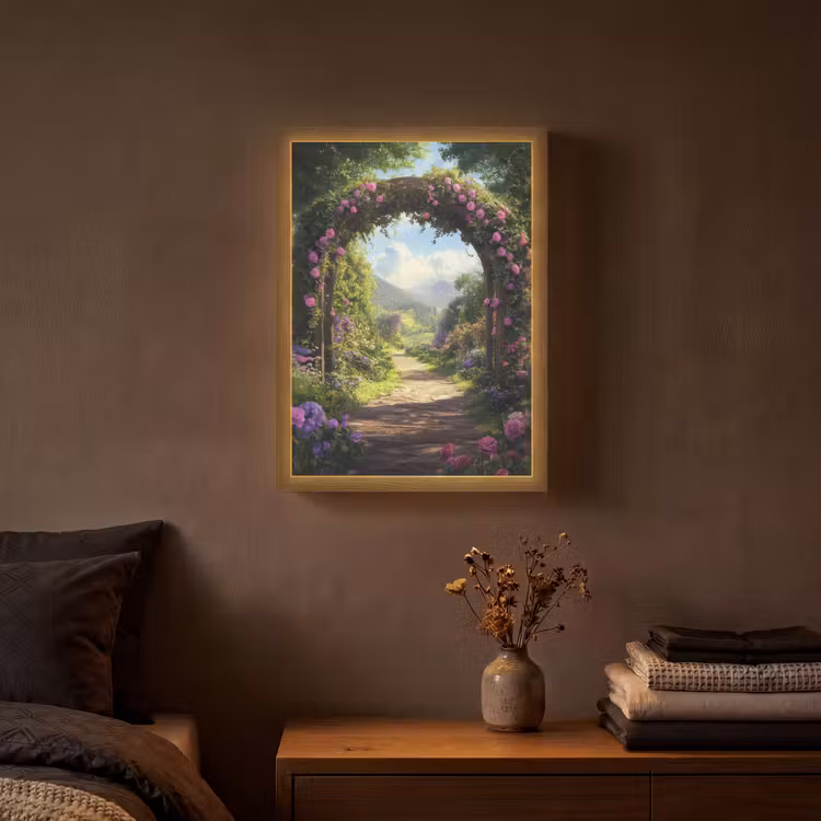Lightbox - Wandlamp - Doorkijk - Rozenboog - Uitzicht - Landschap - Bloemen — 3