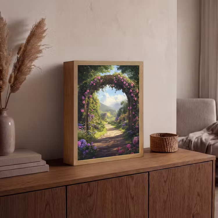Lightbox - Wandlamp - Doorkijk - Rozenboog - Uitzicht - Landschap - Bloemen — 4