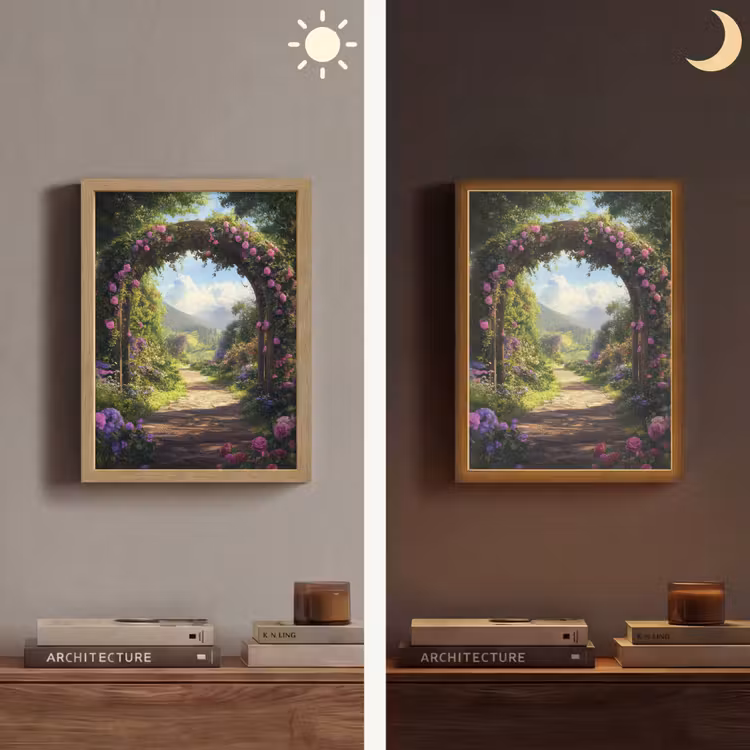 Lightbox - Wandlamp - Doorkijk - Rozenboog - Uitzicht - Landschap - Bloemen — 5