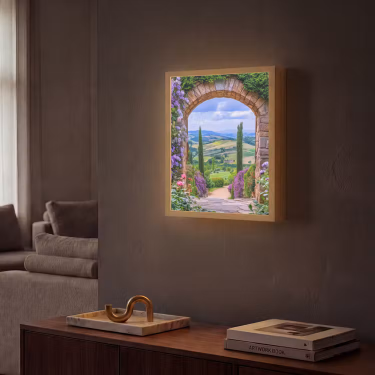 Lightbox - Wandlamp - Doorkijk - Toscane - Landschap - Poort — 2