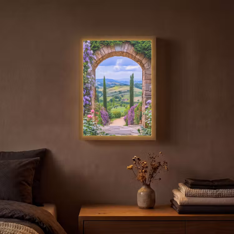 Lightbox - Wandlamp - Doorkijk - Toscane - Landschap - Poort — 3