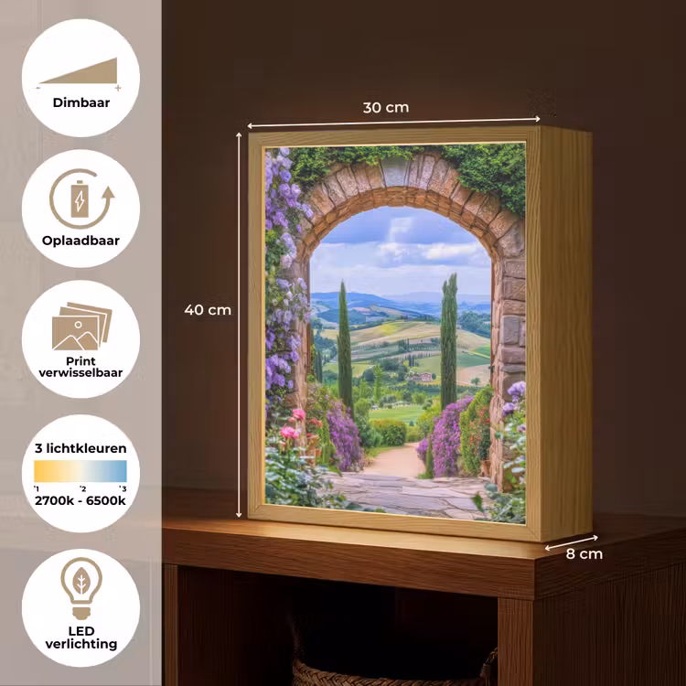 Lightbox - Wandlamp - Doorkijk - Toscane - Landschap - Poort — 9