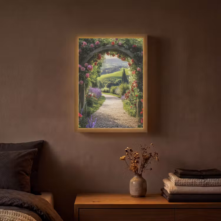 Lightbox - Wandlamp - Doorkijk - Tuinboog - Bloemen - Natuur - Pad — 3