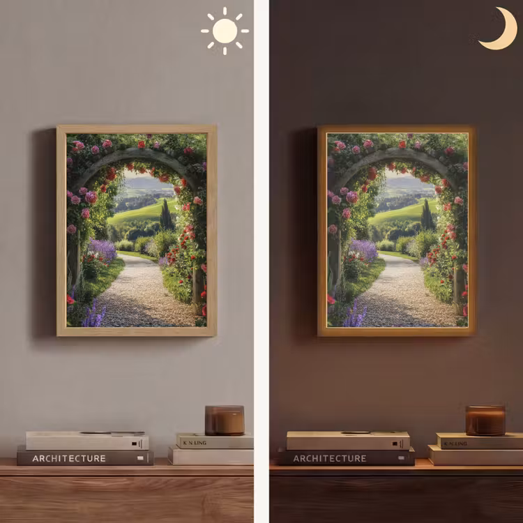 Lightbox - Wandlamp - Doorkijk - Tuinboog - Bloemen - Natuur - Pad — 5