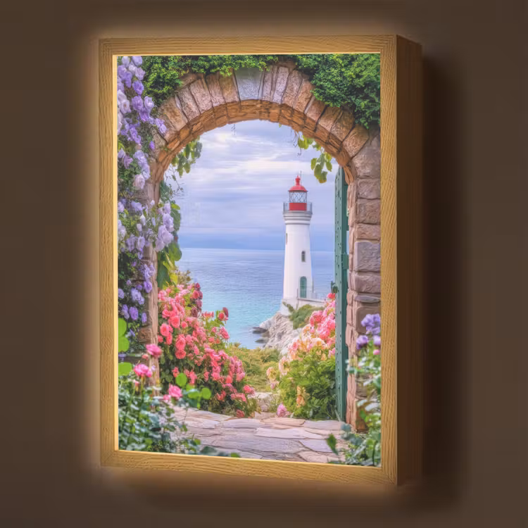 Lightbox - Wandlamp - Doorkijk - Vuurtoren - Bloemen - Uitzicht — 1