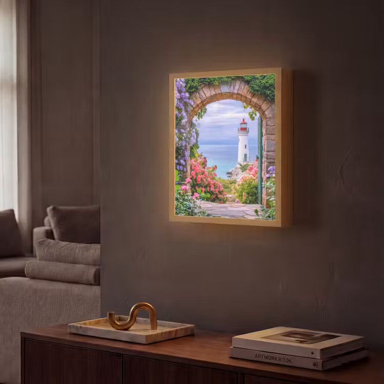 Lightbox - Wandlamp - Doorkijk - Vuurtoren - Bloemen - Uitzicht — 2