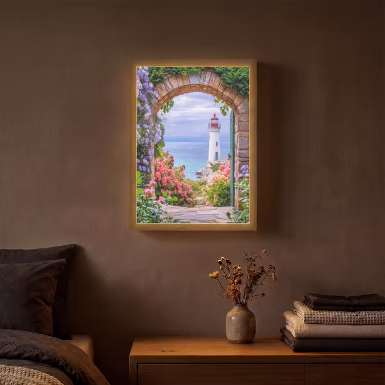 Lightbox - Wandlamp - Doorkijk - Vuurtoren - Bloemen - Uitzicht — 3
