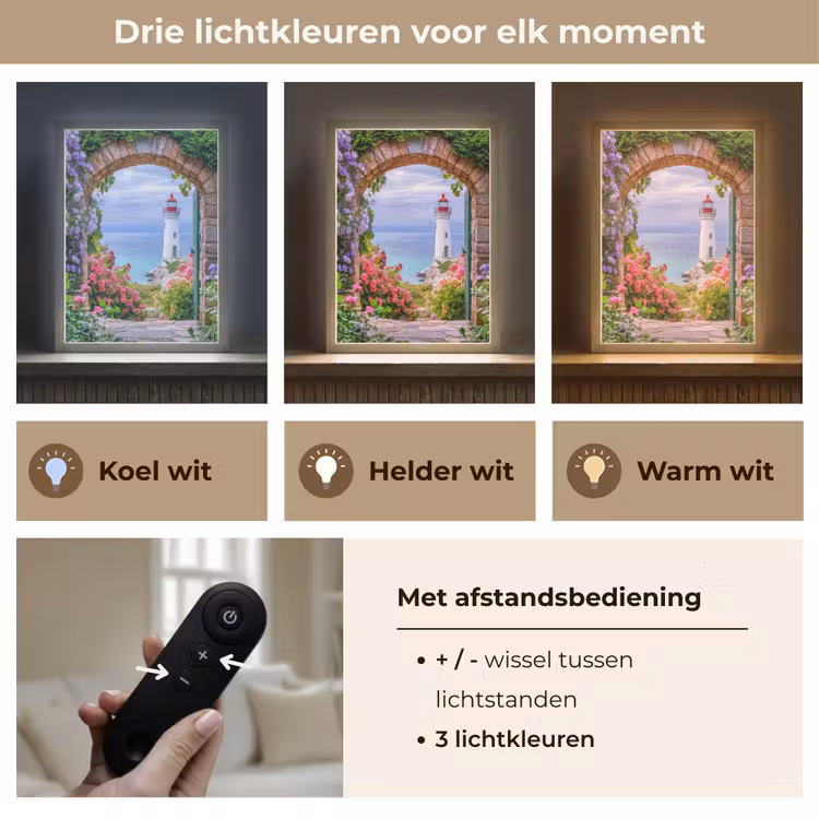 Lightbox - Wandlamp - Doorkijk - Vuurtoren - Bloemen - Uitzicht — 7