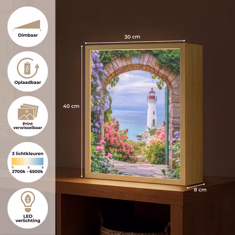 Lightbox - Wandlamp - Doorkijk - Vuurtoren - Bloemen - Uitzicht — 9