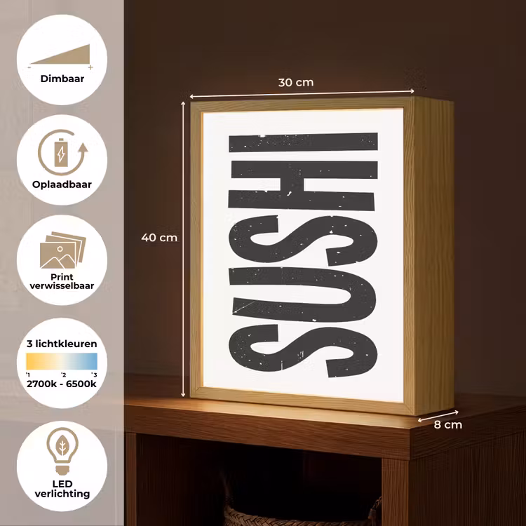 Lightbox - Wandlamp - Japandi - Sushi - Zwart - Vintage — 9