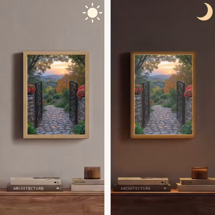 Lightbox - Wandlamp - Landschap - Hek - Pad - Zonsondergang - Natuur — 5