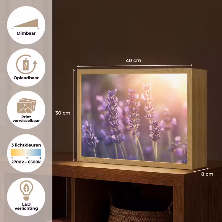 Lightbox - Wandlamp - Lavendelbloemen - Paars - Zonlicht — 10