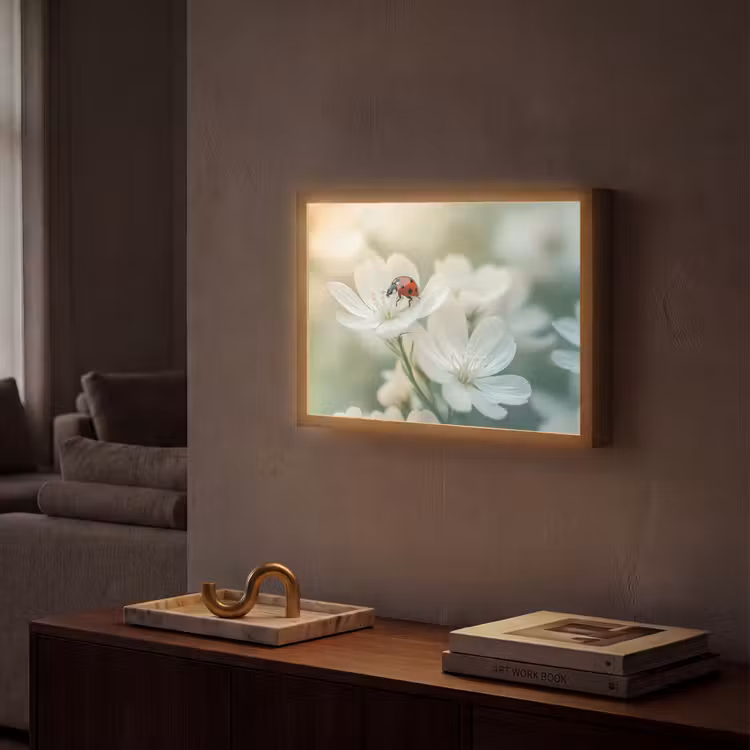Lightbox - Wandlamp - Lieveheersbeestje - Bloemen - Wit — 2
