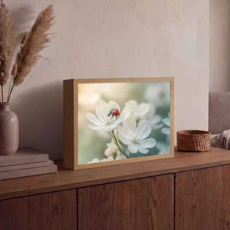 Lightbox - Wandlamp - Lieveheersbeestje - Bloemen - Wit — 4