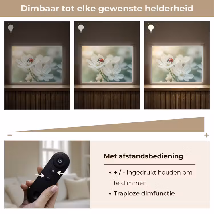 Lightbox - Wandlamp - Lieveheersbeestje - Bloemen - Wit — 9