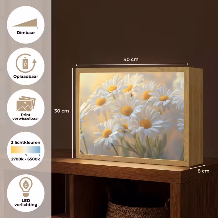 Lightbox - Wandlamp - Madeliefjes - Wit - Zonlicht — 10