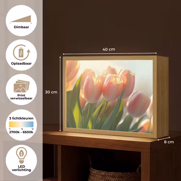 Lightbox - Wandlamp - Tulpen - Roze - Zonnestralen — 10