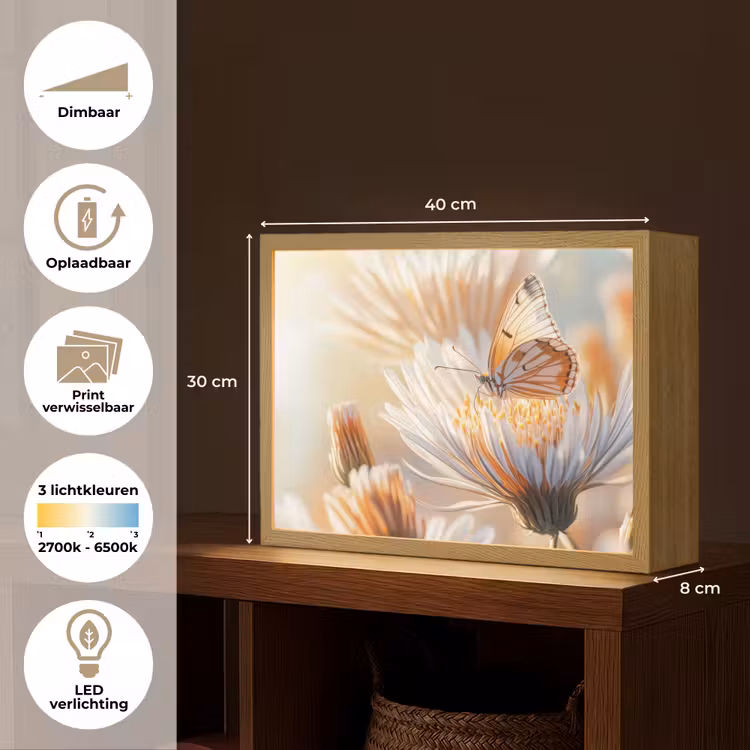 Lightbox - Wandlamp - Vlinder - Bloem - Oranje — 10