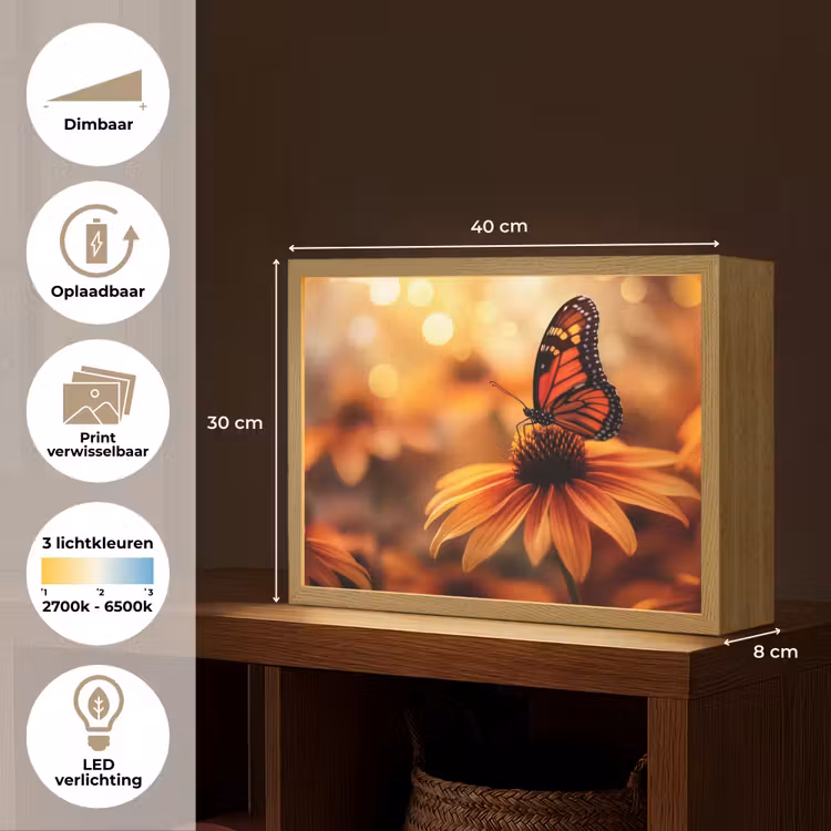 Lightbox - Wandlamp - Vlinder - Bloemen - Oranje — 10