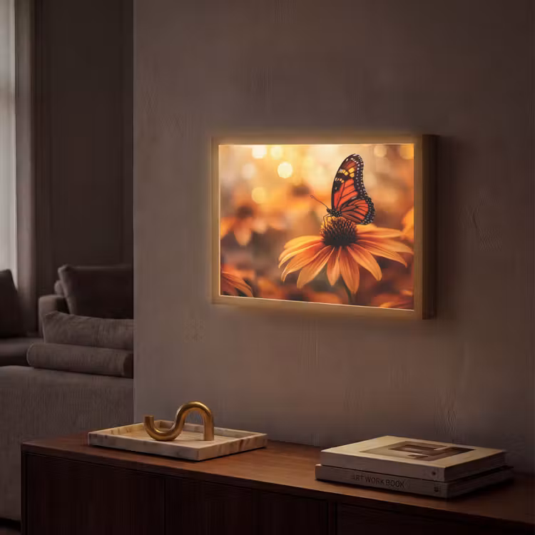 Lightbox - Wandlamp - Vlinder - Bloemen - Oranje — 2
