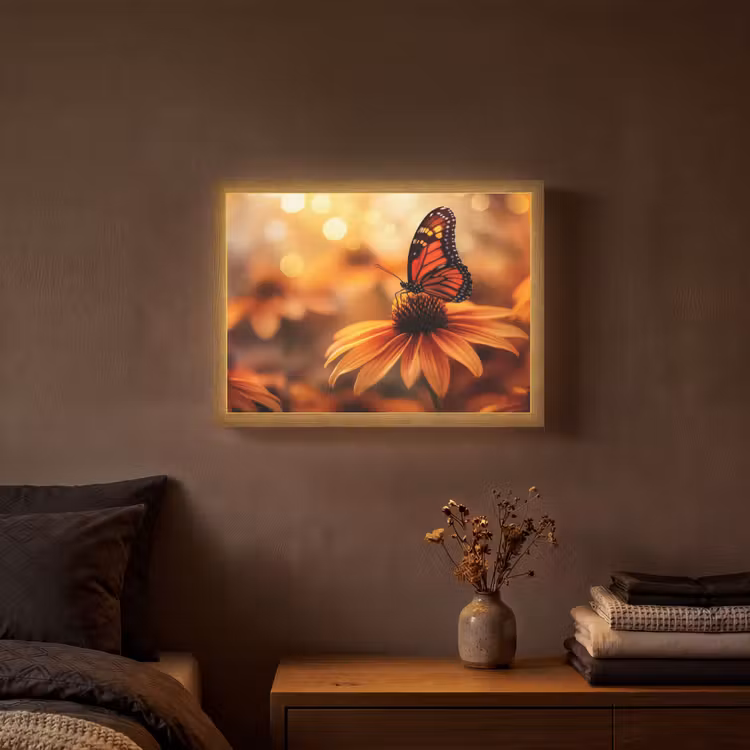 Lightbox - Wandlamp - Vlinder - Bloemen - Oranje — 3