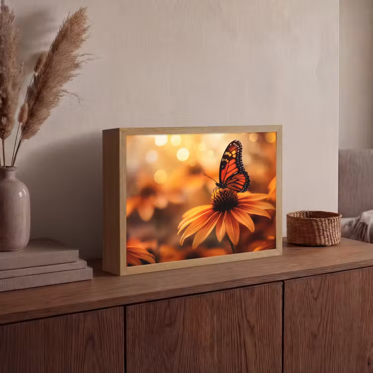Lightbox - Wandlamp - Vlinder - Bloemen - Oranje — 4