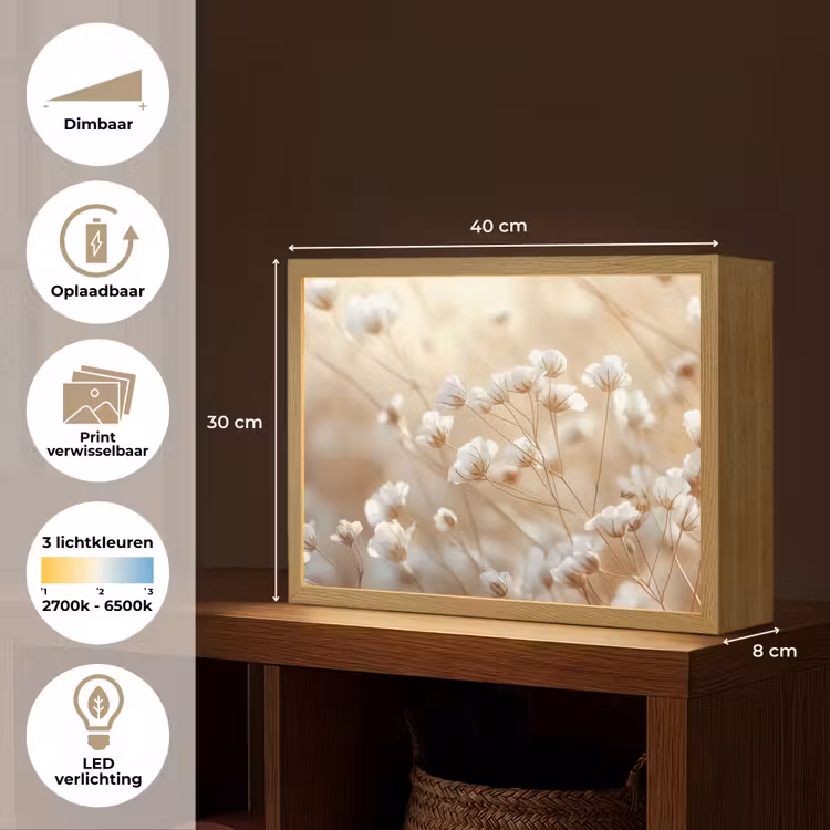 Lightbox - Wandlamp - Wilde - Bloemen - Wit — 10