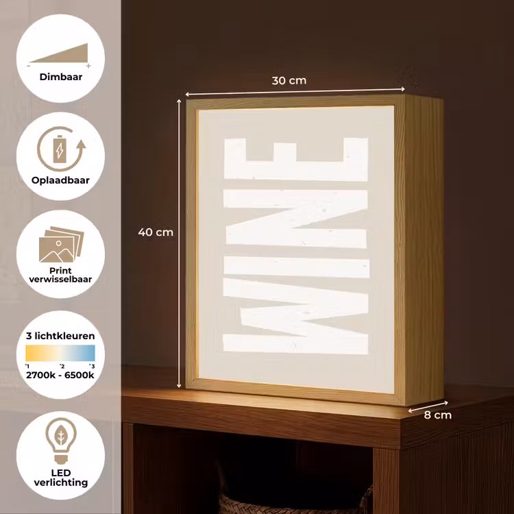 Lightbox - Wandlamp - Wine - Japandi - Vintage - Wit — 9