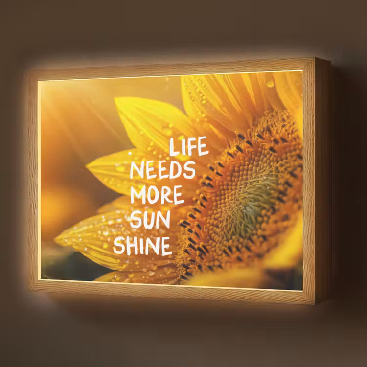 Lightbox - Wandlamp - Zonnebloem - Close up - Geel - Quote — 1