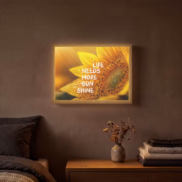 Lightbox - Wandlamp - Zonnebloem - Close up - Geel - Quote — 3