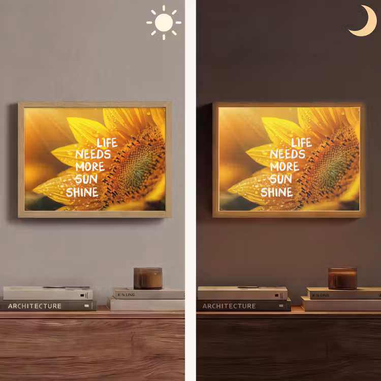 Lightbox - Wandlamp - Zonnebloem - Close up - Geel - Quote — 6