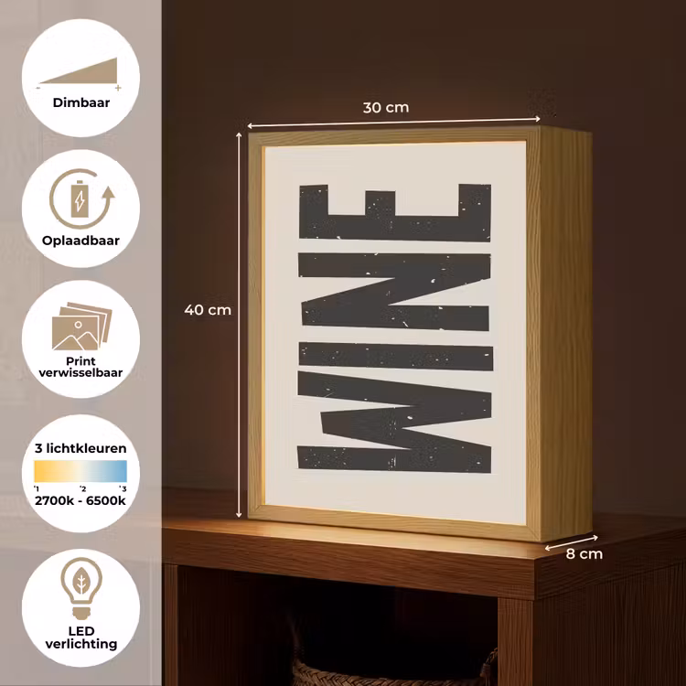 Lightbox - Wandlamp - Zwart - Wijn - Decoratie - Vintage — 9