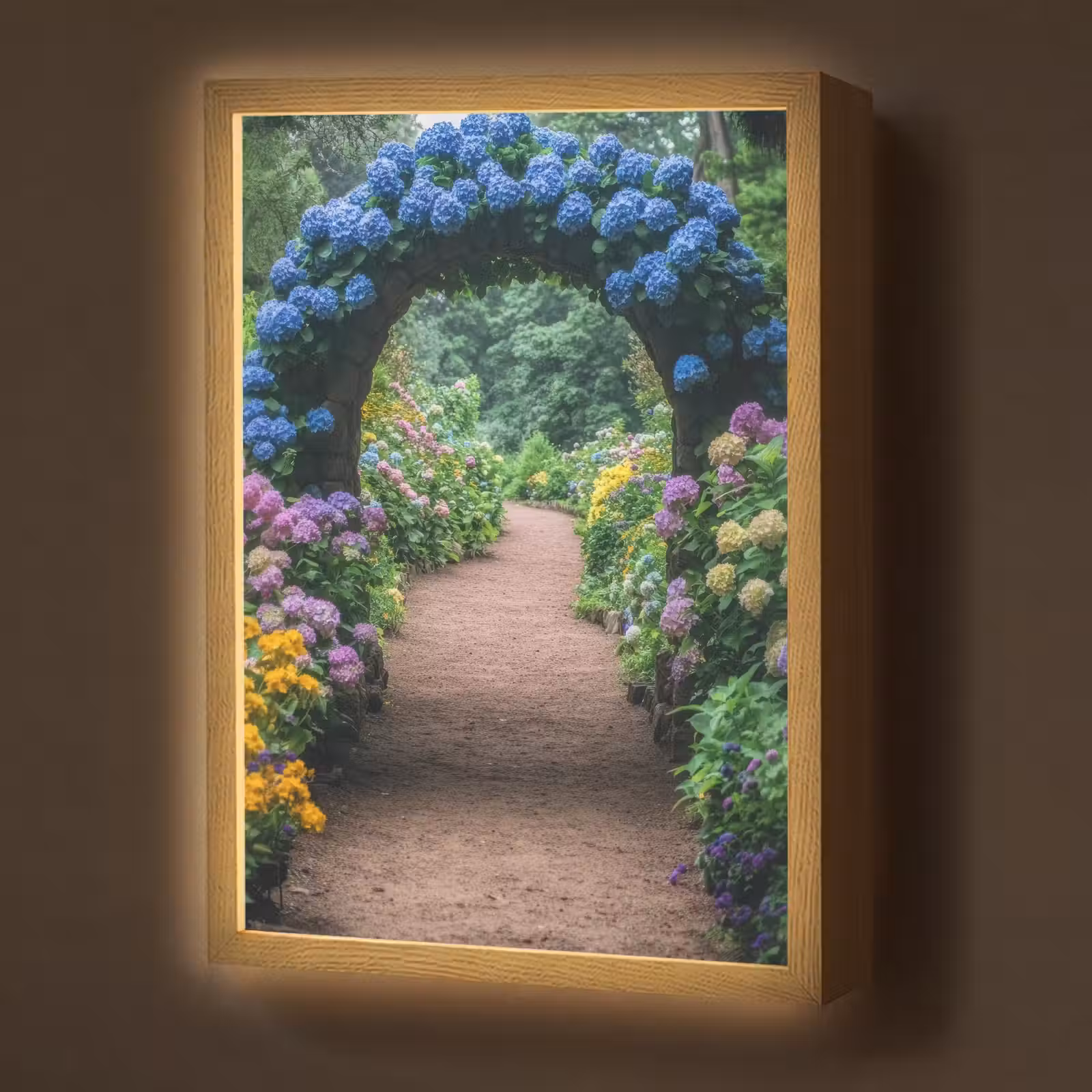 Lightbox - Wandlamp - Doorkijk - Bloemen - Hortensia - Pad — 1