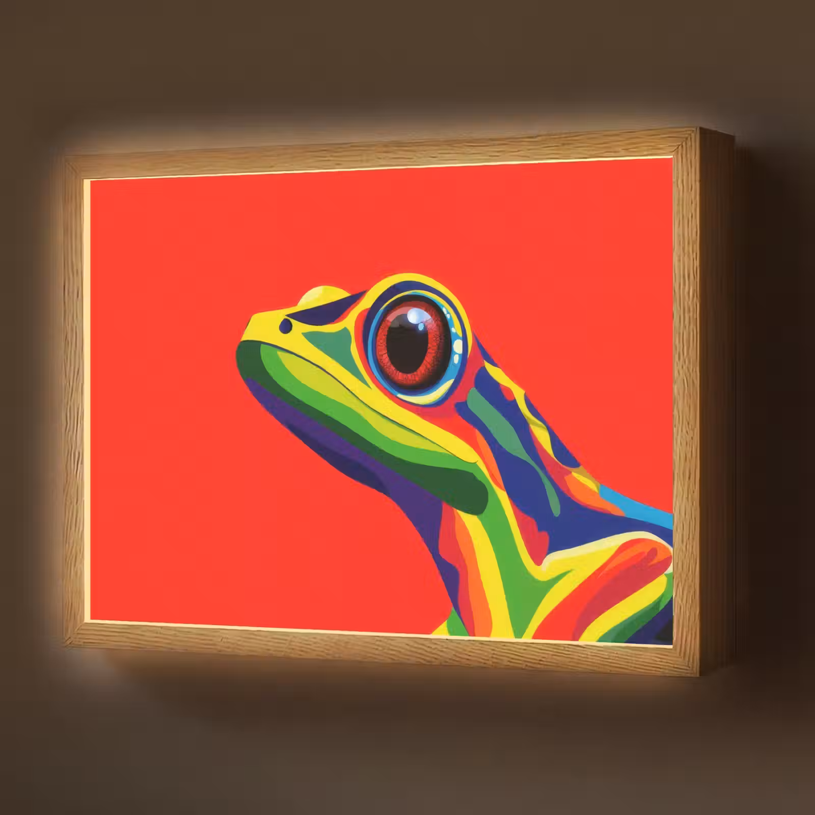 Lightbox - Wandlamp - Kikker - Kleurrijk - Strepen - Ogen — 1