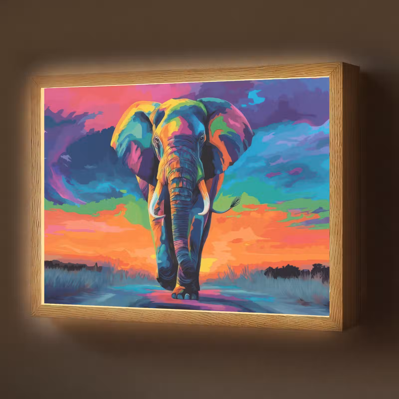 Lightbox - Wandlamp - Olifant - Kleurrijk - Lucht - Abstract — 1