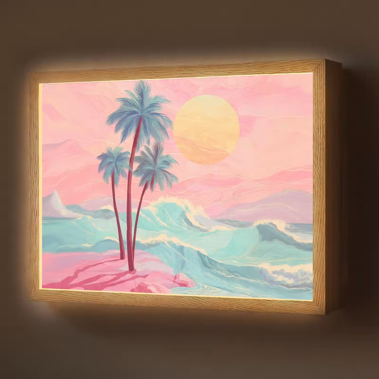 Lightbox - Wandlamp - Palmbomen - Golven - Zee — 1