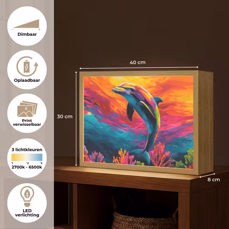 Lightbox - Wandlamp - Dolfijn - Kleurrijk - Oceaan - Koraal — 10