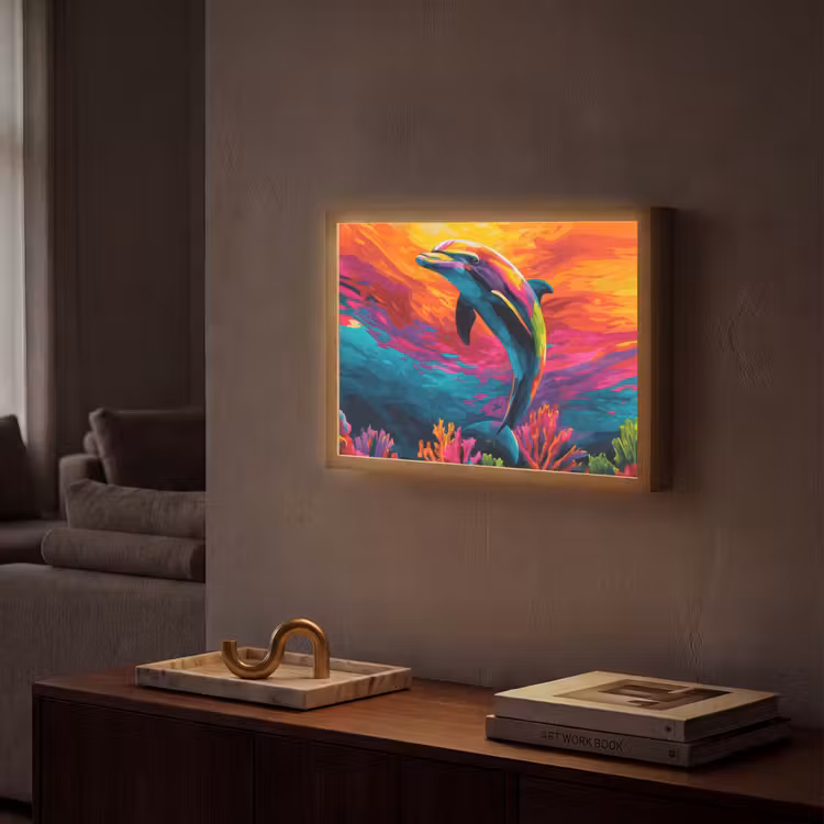 Lightbox - Wandlamp - Dolfijn - Kleurrijk - Oceaan - Koraal — 2