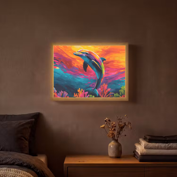 Lightbox - Wandlamp - Dolfijn - Kleurrijk - Oceaan - Koraal — 3